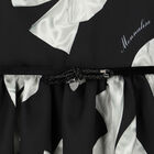 Girls Black Satin Bow Dress, 2, hi-res